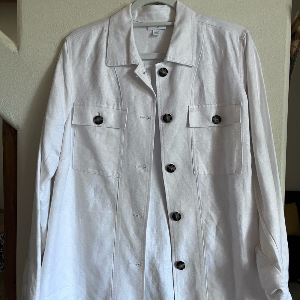 J. Jill White Lightweight Button-Front Shirt Jacket